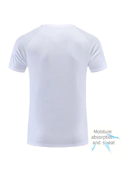 Round Neck T-Shirt 1 Piece White Ultra-Light Men's Quick Drying Breathable Sweat-Absorbent Shirt Suitable for Fitness Gym and Ru