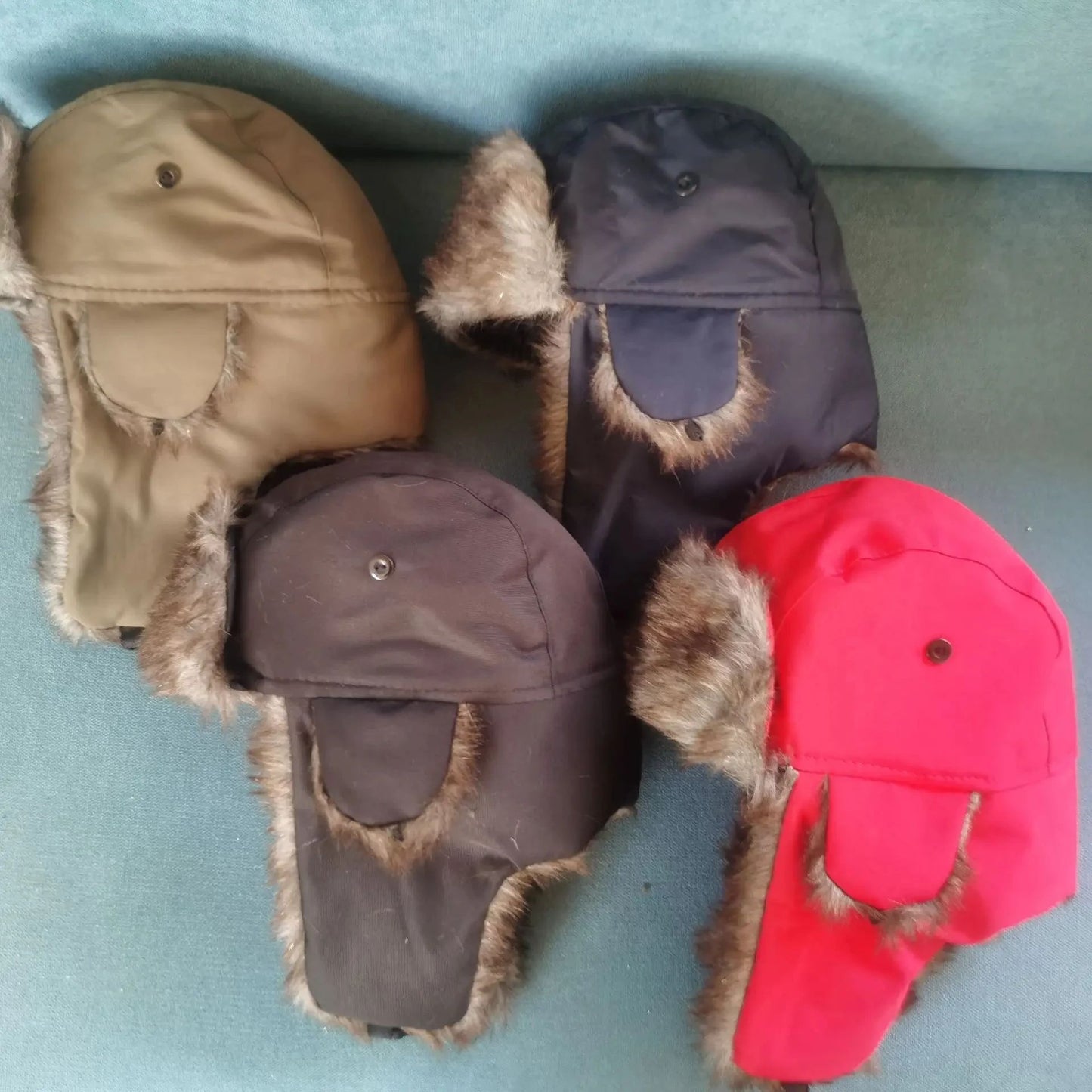 Unisex Warm Mens Women Trapper Cap Aviator Trooper Earflap Winter Flaps Ski Hat New Bomber Hats Russian Ski Hat Faux Fur Hats