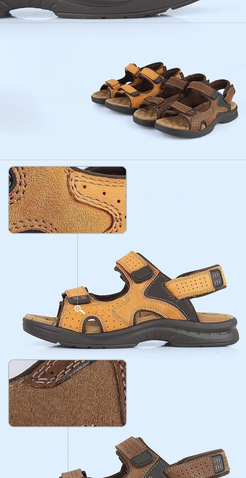 New Brand Classic Mens Sandals Summer Genuine Leather Sandals Men Outdoor Casual Lightweight Sandal Fashion Men Sneakers BigSize