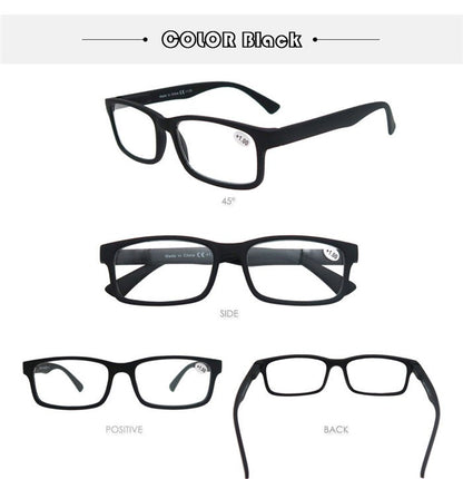 MODFANS Óculos de Leitura Masculino Feminino Retangular Clássico Leitores Eeyeglasses Armação Flexível Dobradiça de Mola com Dioptria +1.0 a +4.0