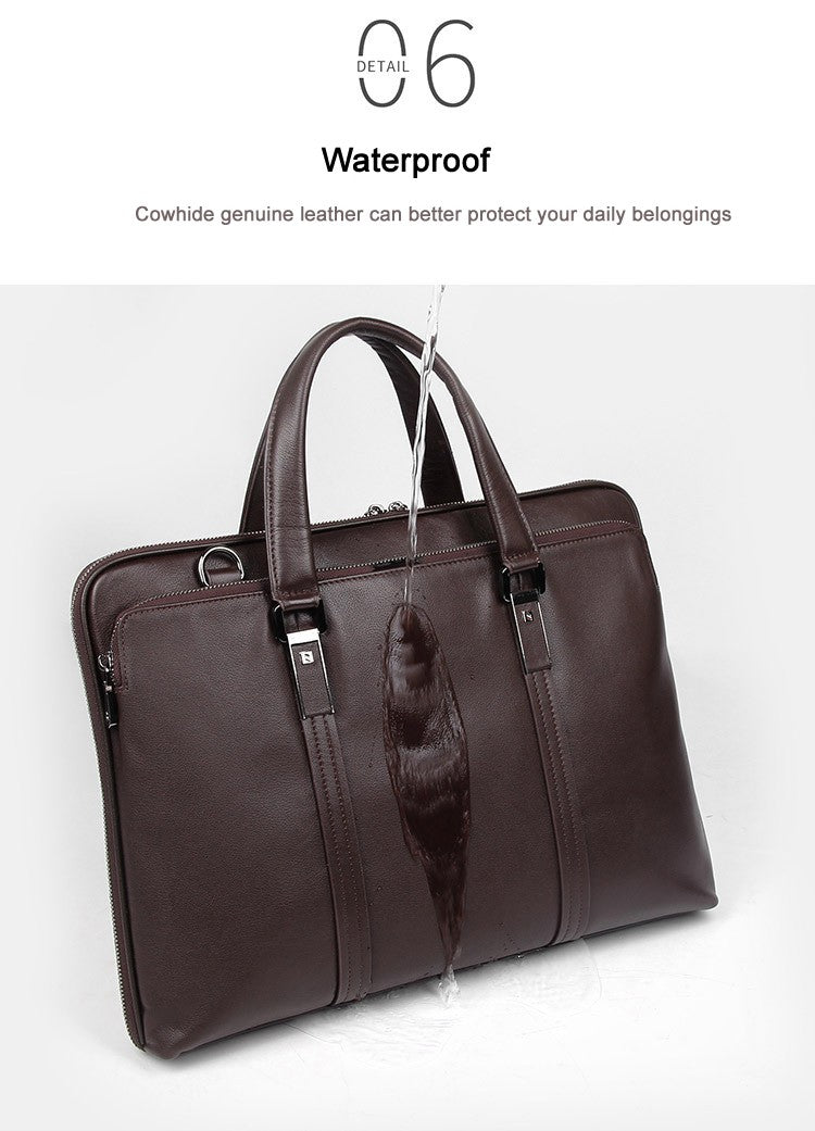 Luxury Genuine Leather Briefcase Men Leather Business Bag 15.6" Laptop Bag 14 Male Office Bag Document File Case Shoulder Bag