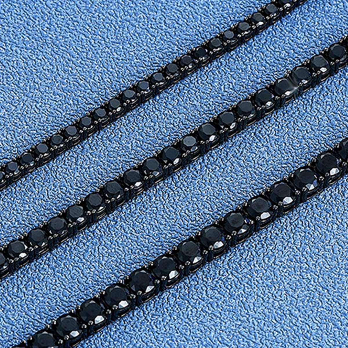 ?Pulseira Genuína de Tênis em Prata Esterlina S925 com Banho de Ródio Negro 3mm 4mm 5mm Moissanite Negra Joia Moderna Elegante para Mulheres?