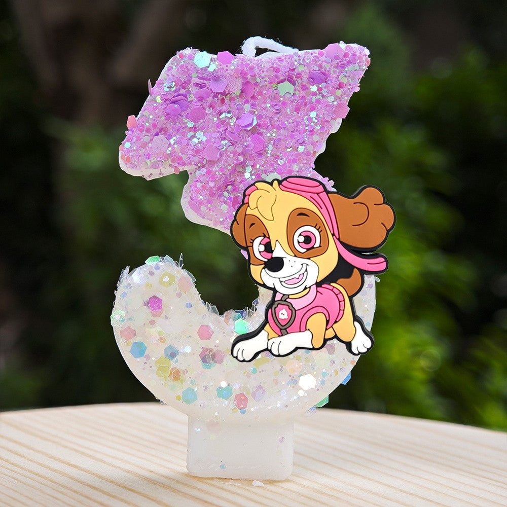 Paw Patrol Candle 0-9 Number Candle Paw Patrol Cartoon Character Party Cake Plug-in Birthday Cake Decoration Baby Shower Gift