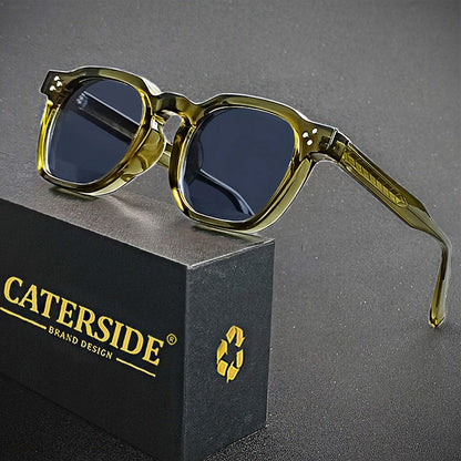 Óculos de Sol Retrô Punk CATERSIDE Masculino Armação Pequena Quadrada Design Personalizado Óculos de Sol Feminino Viagem Festa Negócios Festival Presente