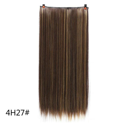 Alongamento de Cabelo Sintético Invisible Hair Extensions com 5 Clipes, 60cm, Liso, Resistente ao Calor, para Mulheres