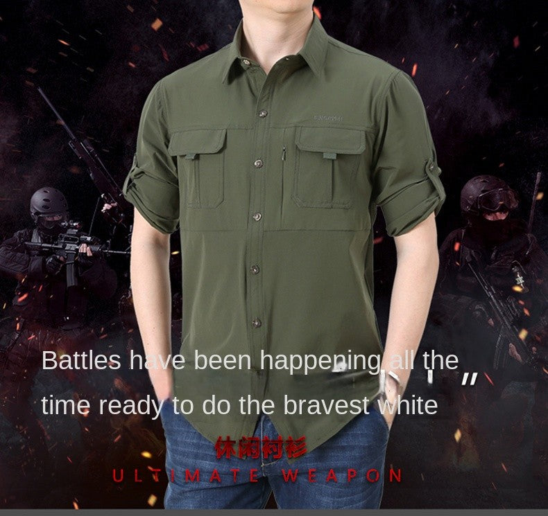 Summer Jacket Upf 50+ Sun Protection Fishing Shirts Men's Quick Dry Long Sleeve Shirts Mesh Breathable Hiking Work Cargo Shirts