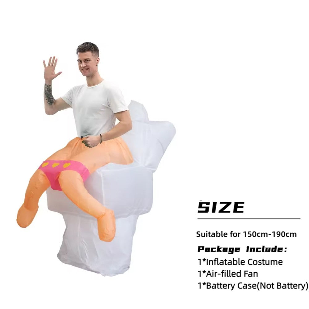 Adult Inflatable Bathtub with Yellow Duck and Toilet Cosplay Costume  Halloween party holiday stage performance comical costumes