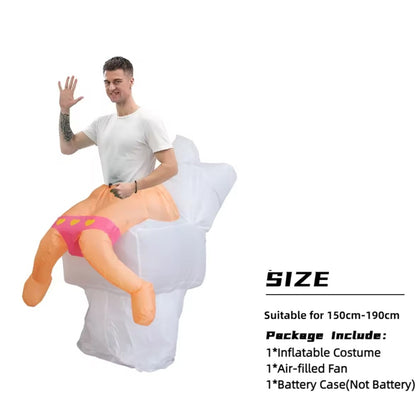 Adult Inflatable Bathtub with Yellow Duck and Toilet Cosplay Costume  Halloween party holiday stage performance comical costumes