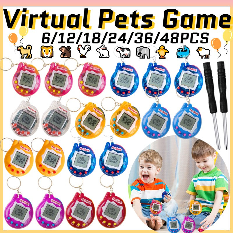 6-48PCS Virtual Pet Keychain Digital Pet Electronic Handheld Game Video Game Party Birthday Nostalgic 90s