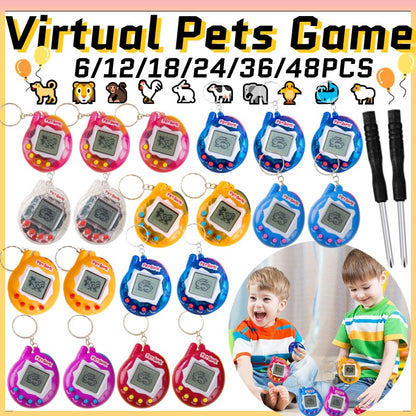6-48PCS Virtual Pet Keychain Digital Pet Electronic Handheld Game Video Game Party Birthday Nostalgic 90s