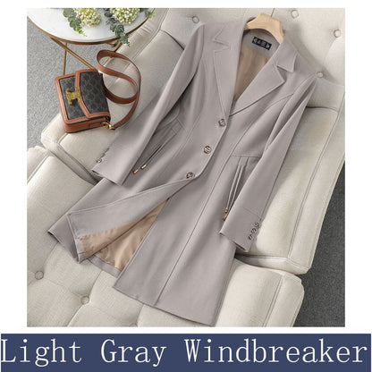 High End Female Coat Long Slim Trench Coat For Women’S England Single Breasted Khaki Women Windbreaker Larger Size Outwear