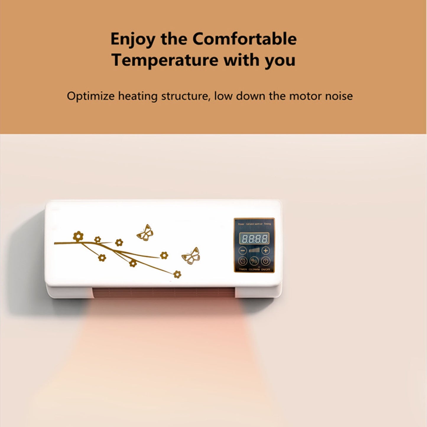 Space Heater for Indoor with Remote Wall Mounted  Conditioner Low Noise Timing Function for Home Office EU Plug 220V