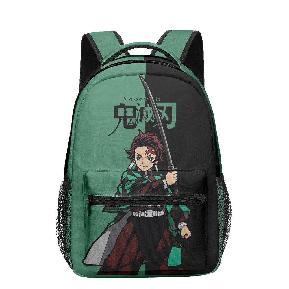 Anime Demon Slayer Tanjiro Nezuko 3D Printed Backpack for College Students Large School Bag 15 Inch Laptop Bag Middle School