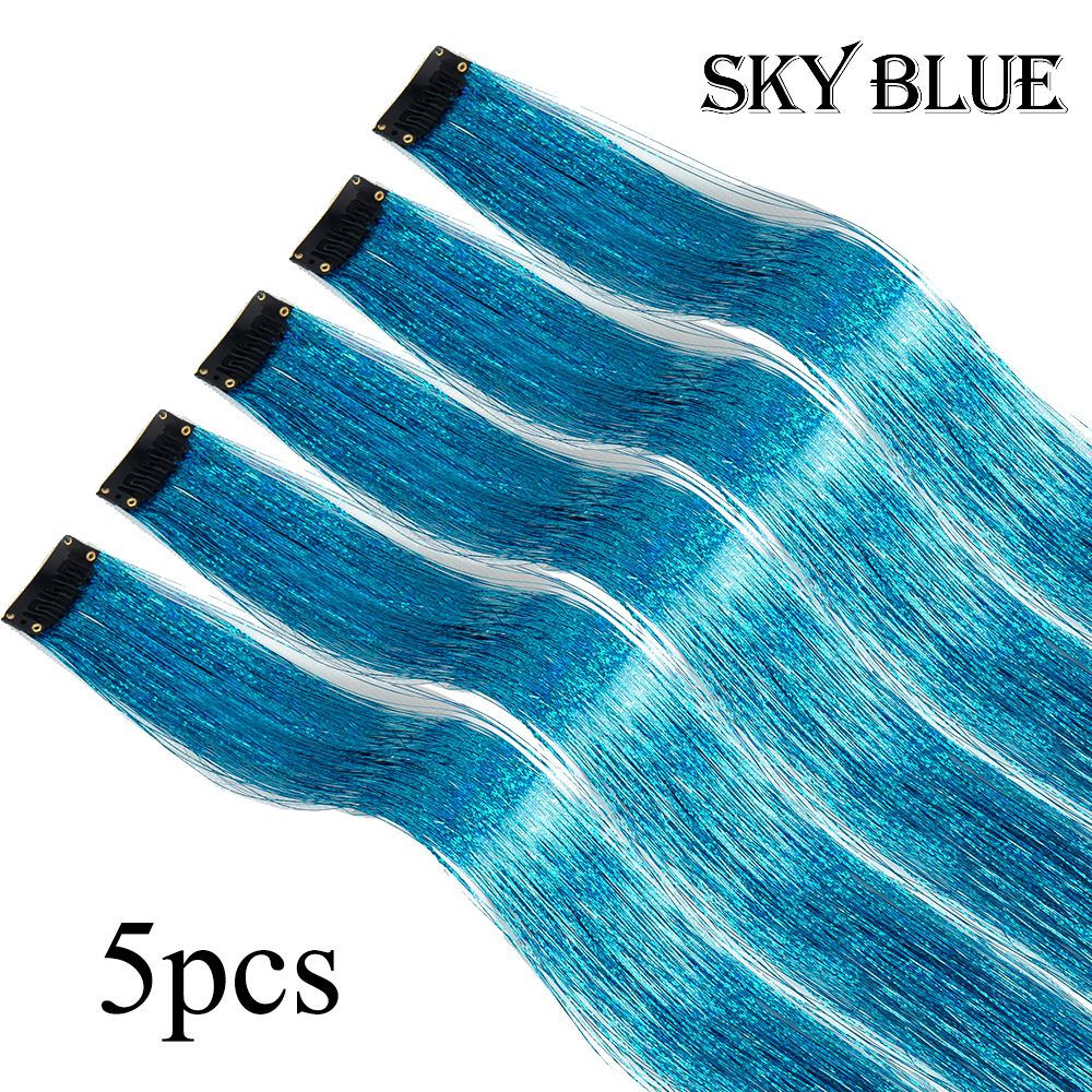5 Unidades/Pacote Extensões de Cabelo Cintilantes Presilhas Arco-Íris Brilhantes Mechas de Cabelo Resistentes ao Calor Extensões de Cabelo Cintilantes para Tranças