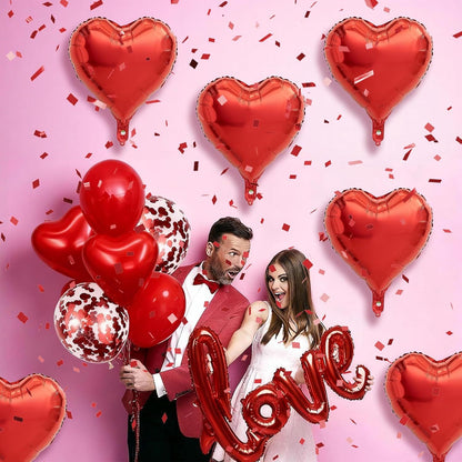I Love You/Red Heart Love Foil Balloon 1000Pcs Rose Petals for Wedding Anniversary Valentine Day Romantic Special Night Party