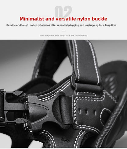 Summer Men Sandals PU Leather Lightweight Open Toe Flat Mens Casual Shoes Outdoor Walking Sandals for Men Beach Shoes Size 39-46
