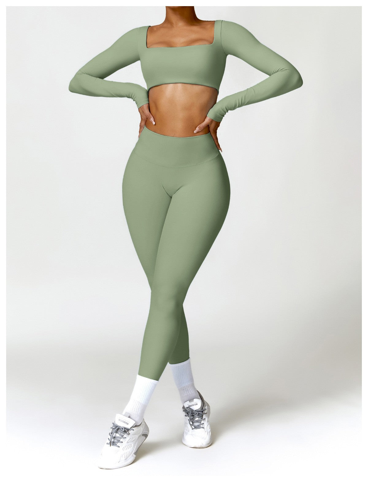 2PCS Yoga Set Women Gym Long Sleeve Sports Suits Fitness Bra Crop Top Workout Clothes Female Athletic Wear Legging Sportswear