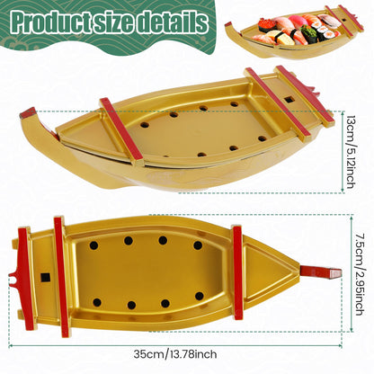 Sushi Serving Tray Reusable Plastic Sushi Boat Serving Plate Japanese Style Detachable Sushi Serving Platter for Home Kitchen