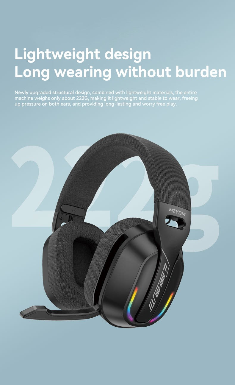 MZYDM Over Ear Headset Bluetooth5.4 Wireless Stereo Gaming B500 Earphones Built-in Mic RGB Light Low Latency Headphones For PC