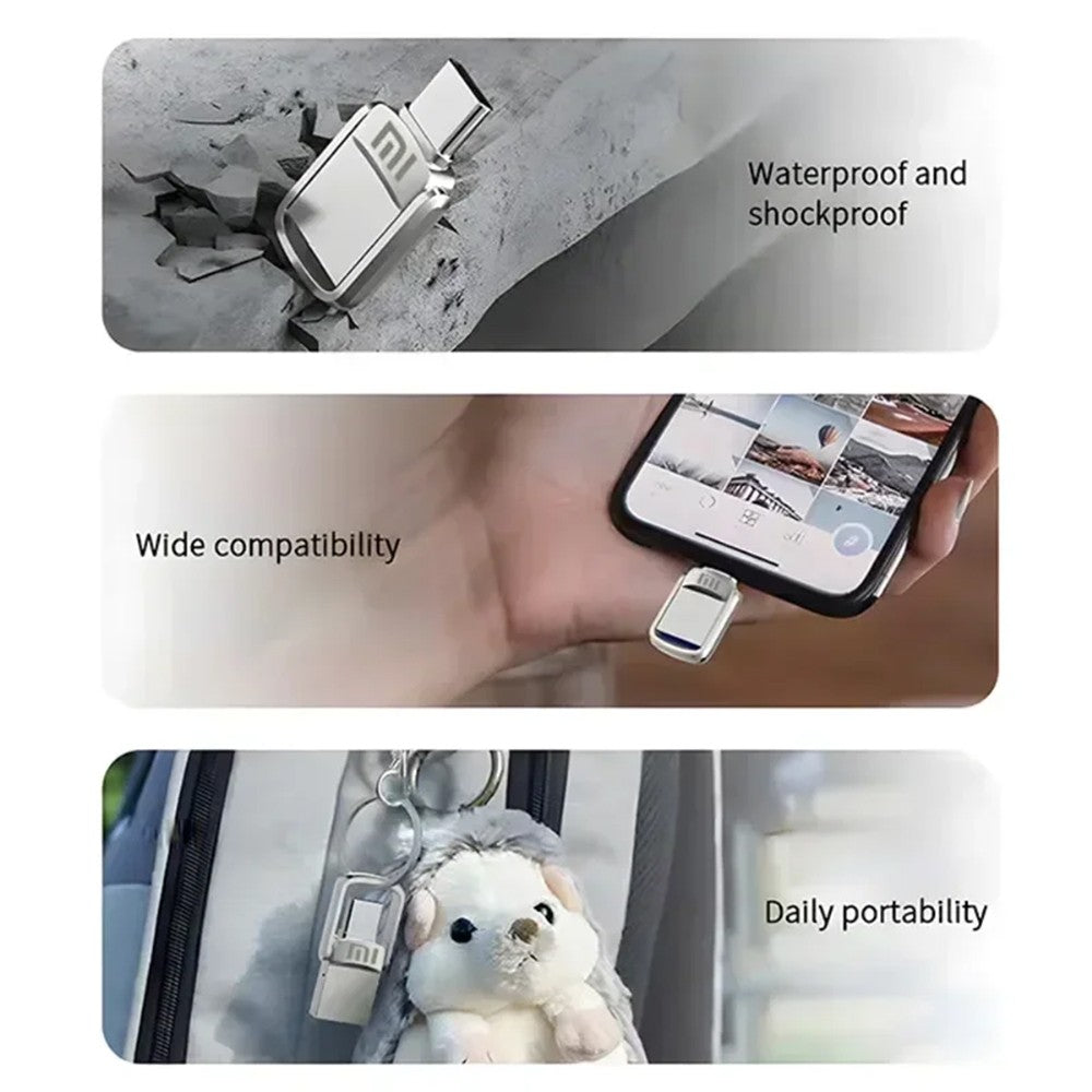 Xiaomi Metal 2TB Pendrive USB 3.0 Key Type C High Speed USB Flash Drive 512GB Storage PC Phone Data Transfer Memory Stick 128GB