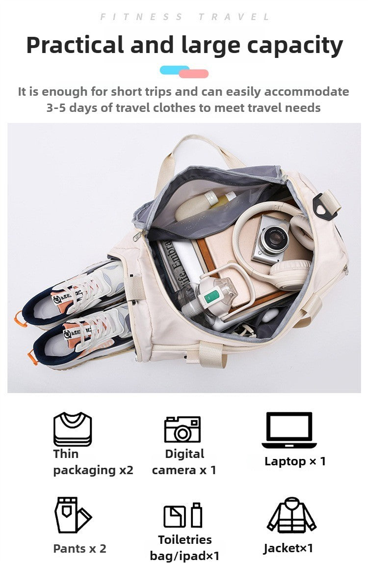 Multifunctional Large Capacity Handbag Waterproof Outdoor Travel Daypack with Wet Dry Shoe Compartment Trendy Fitness Sports Bag