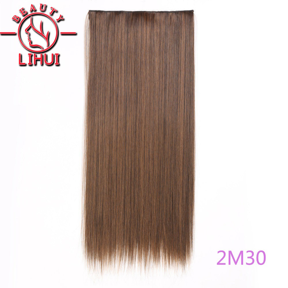 Extensões de cabelo sintéticas com clipe, longas e lisas, com 5 clipes em uma única peça, extensões de cabelo multicoloridas LIHUI