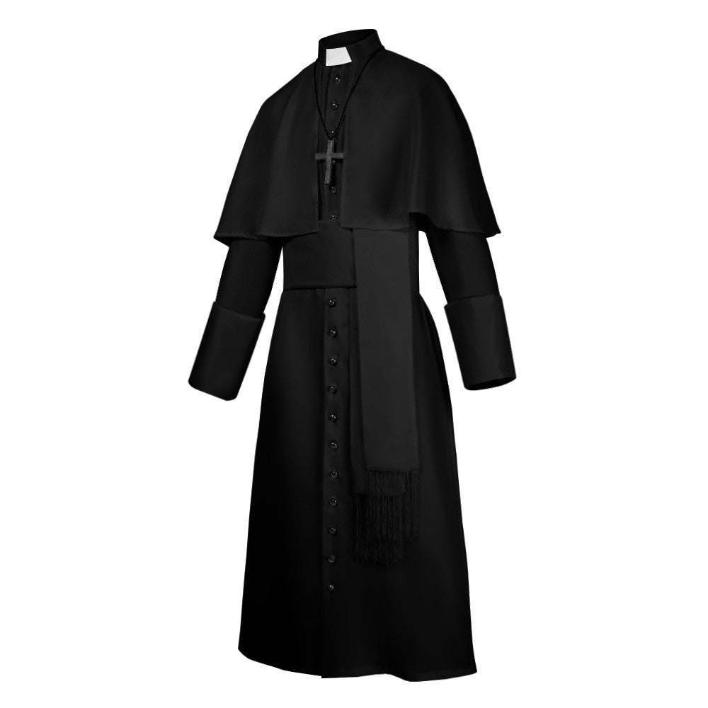 Medieval Renaissance Retro Priest Cosplay Costumes Catholic Church Religion Papal Priest Mass Preacher Solid Robe Clergy Cassock