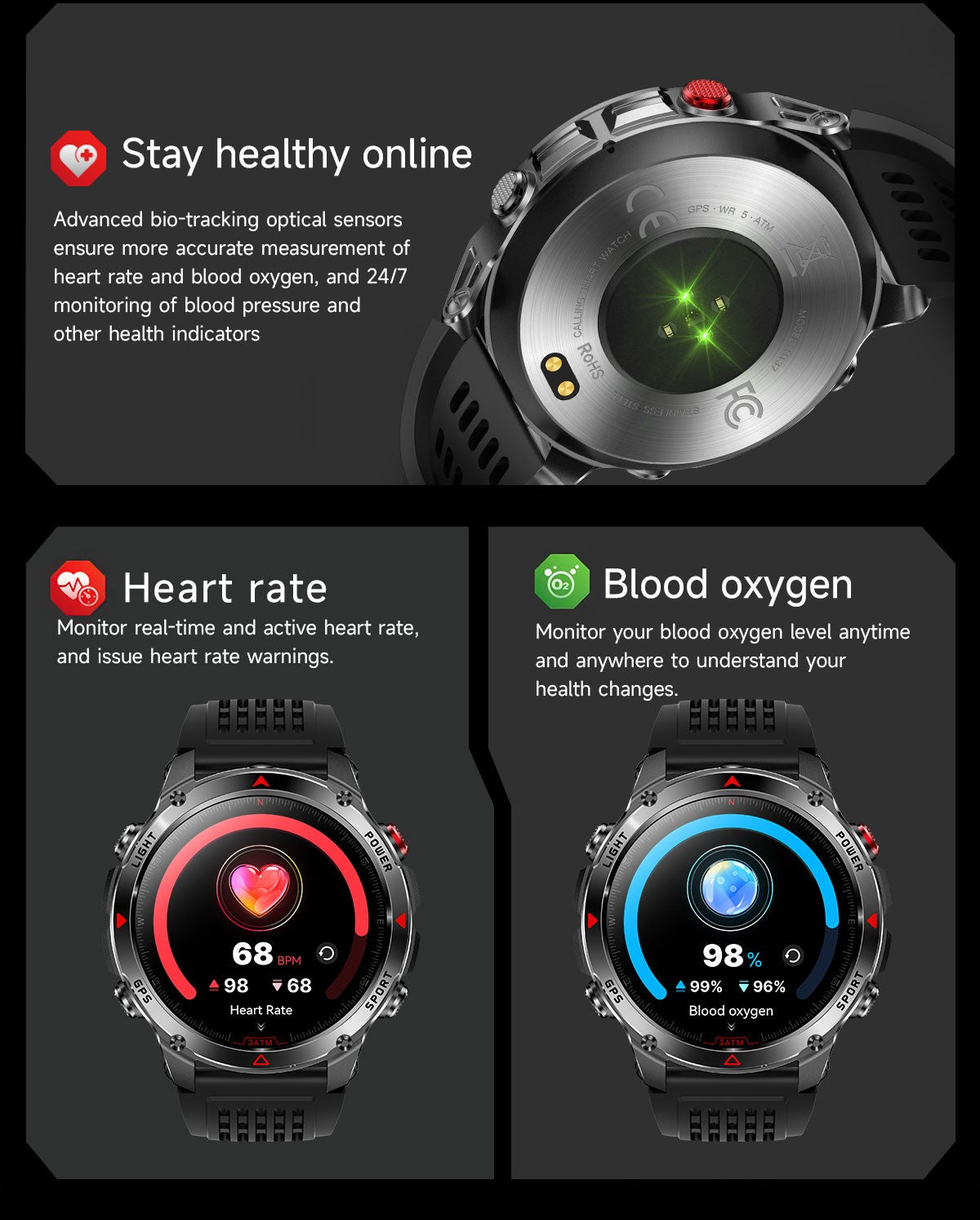 2025 Novo Smartwatch Profissional GPS Esportivo ao Ar Livre Corrida Rastreamento GPS Natação Bússola Altímetro 3ATM Pulseiras Esportivas Masculino