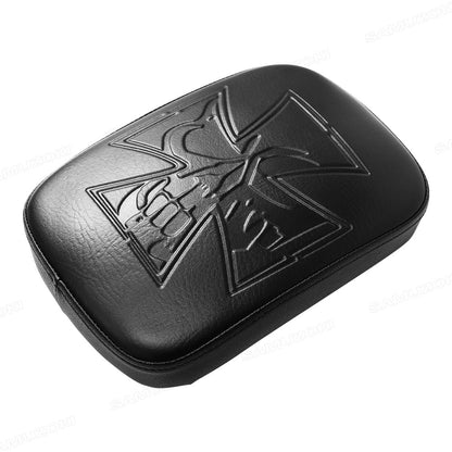 Almofada de Assento Traseiro Preta de Passageiro com 8 Ventosas para Harley Dyna Sportster Softail Touring XL 883 1200
