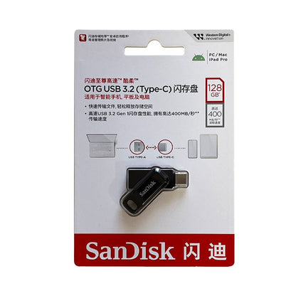 SanDisk Ultra Dual OTG Pen Drive USB 3.2 Type-C Flash Drive 64GB 128GB 256GB 512GB Up to 400MB/s Memory Flash Disk for computers