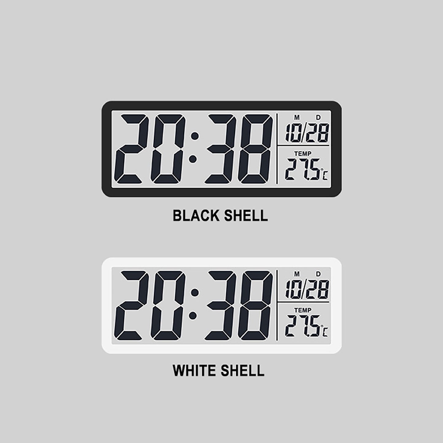 Digital Wall Clock Electronic Wall Mounted LCD Disply Clocks Multifunctional Temperature and Time Week Display Battery Powered