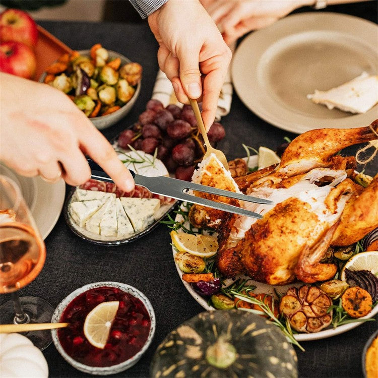 2 Pcs 10 Inch Meat Forks Stainless Steel Carving Forks with Wood Handle Long Barbecue Forks Kitchen Forks for Cooking Serving