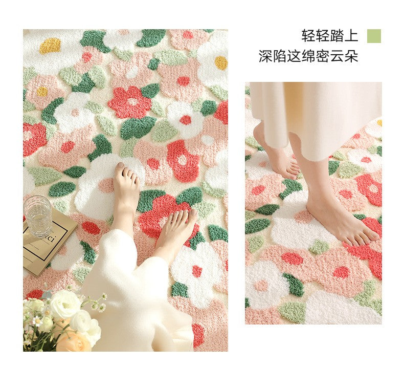 Forest Moss Rug, Premium Flocked Bedroom Living Room Decor Carpet, 3D Textured Surface, Handcrafted High-Density Weave