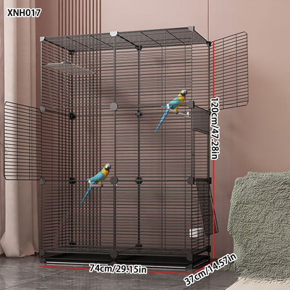 Gaiola para Papagaio Grande Doméstica com Pele de Tigre, Fênix Negra, Peônia, Nova Casa de Luxo, Arame Horizontal, Gaiola Ornamental de Metal Especial