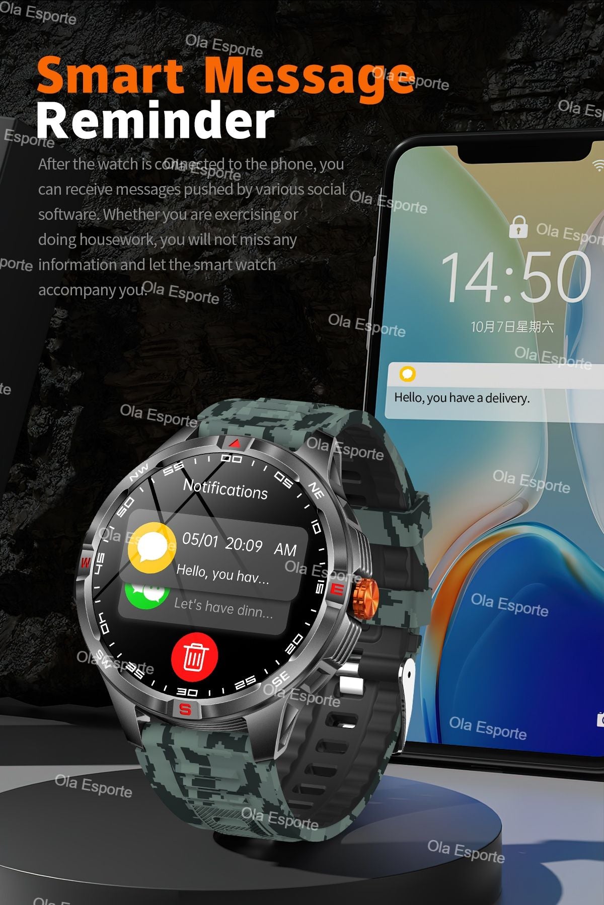 T-Rex 3 Military 1000mAh Battery Smart Watch 10ATM Waterproof GPS Track Compassr Bluetooth Call AMOLED Men Swim Sport Smartwatch