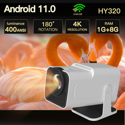 Projetor inteligente HY320 LYNCAST WiFi duplo 6 400 ANSI BT5.0 correção automática 1920 1080P Full HD 4K vídeo doméstico ao ar livre mini projetor