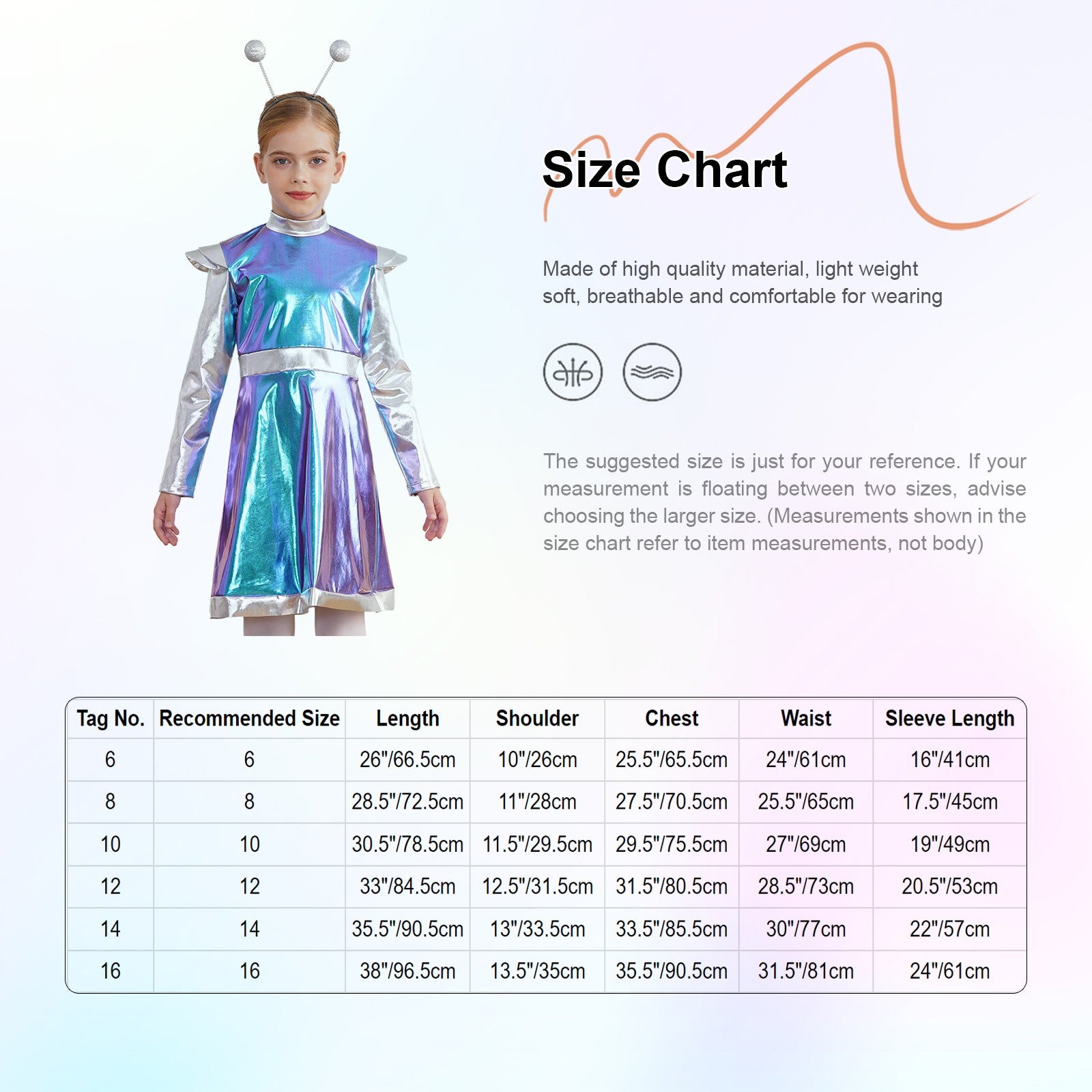 Kids Alien Cosplay Costume Outfits Boys Girls Metallic Shiny Alien Jumpsuit Halloween Full Length Bodysuit with Hair Hoop Suit