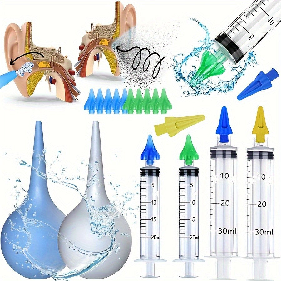 9 peças ferramenta eficaz para remover cera de ouvido com seringa para limpeza de ouvidos, kit de limpeza de ouvidos de viagem para limpeza suave dos ouvidos cera de ouvido