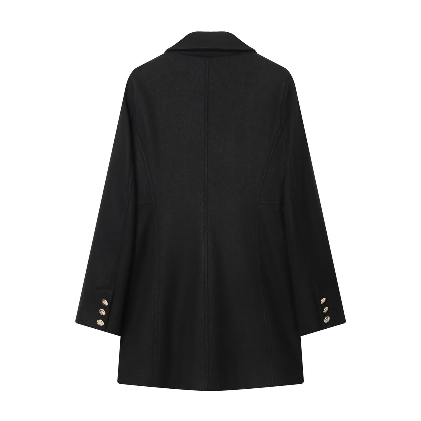 TFMLN 2025 Autumn Winter Women New Lapel Woolen Jacket Fashion Slim Fit Long Sleeved Double Breasted Ladies Casual Overcoat