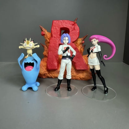Anime Pokémon Figura Equipe Rocket Bonecos de Ação PVC Coleção Modelos de Brinquedo para Crianças Presentes 3-11cm