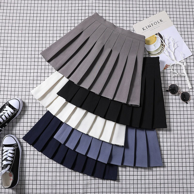 Women Pleated Skirt High Waist A-Line Mini Skirt School Girl JK Uniform Skirt Skater Skirt Tennis Skirt White Plus Size