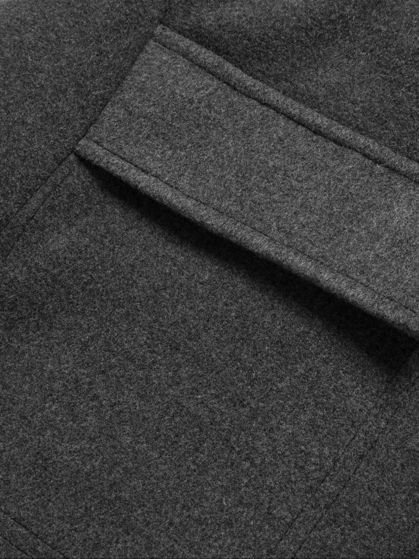 Men's Woolen Overcoat Long Sleeve Solid Casual Jacket with Pockets, Comfortable Daily Wear, Business & Sports Fashion