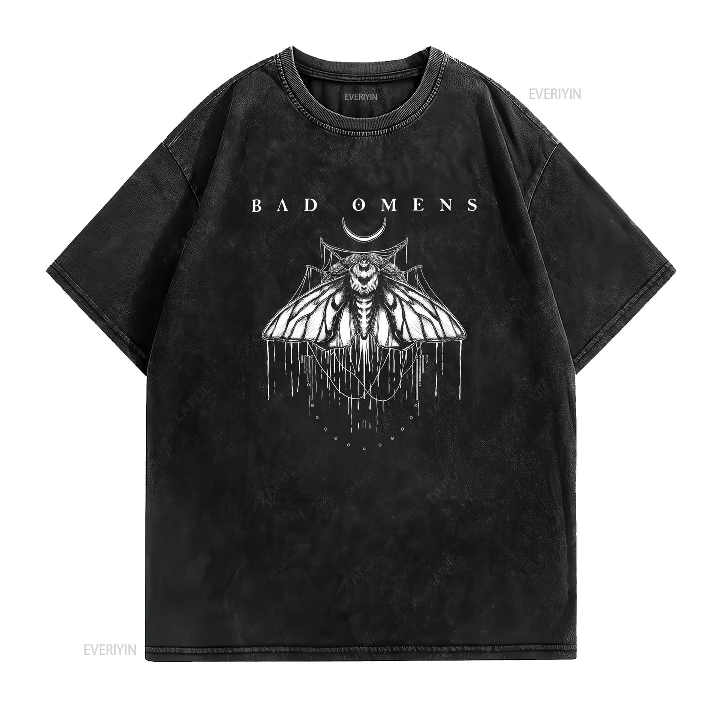bad omens moth T Shirt vintage Washed Casual homme Stylish Versatile Soft Top For Everyday Wear Breathable designer clothes