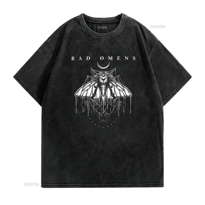 bad omens moth T Shirt vintage Washed Casual homme Stylish Versatile Soft Top For Everyday Wear Breathable designer clothes