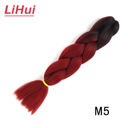 Cabelo Sintético Trança Jumbo 24 Polegadas Ombre Jumbo Extensão de Cabelo para Mulheres Tranças DIY Roxo Rosa Amarelo Cinza Lihu