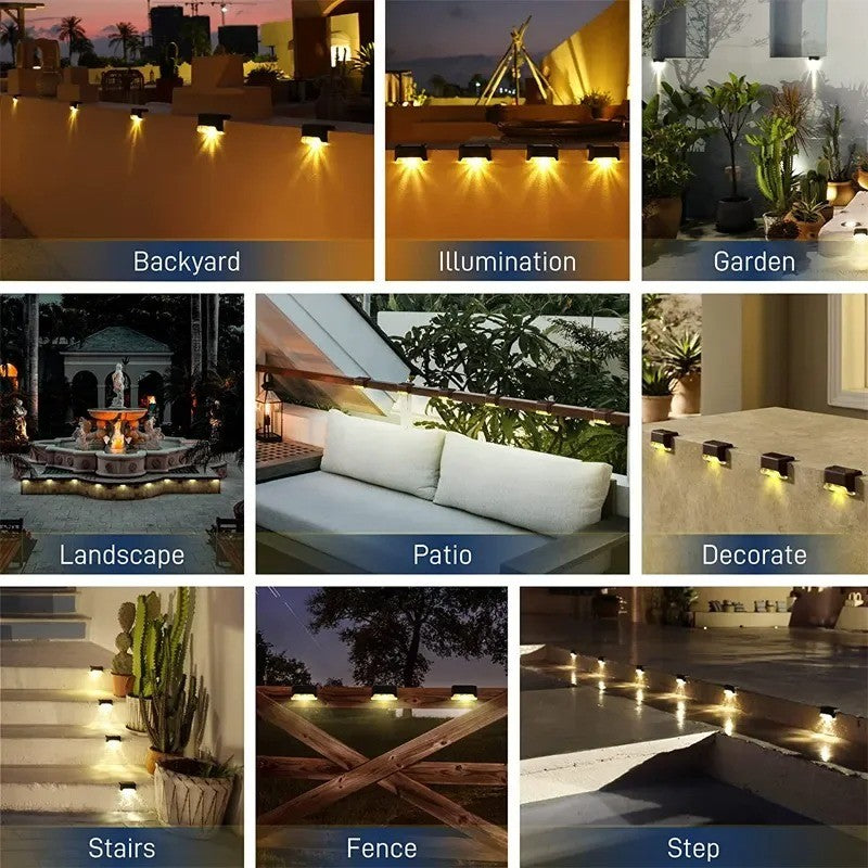 4-20PCS Warm White LED Solar Step Lights Outdoor Garden Path Stair Lights Waterproof Balcony Patio Fence Lighting Decoration