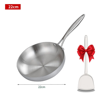 Frying Pan 304 Stainless Steel Non-Stick Steak Pan 22/24/26/28cm Skillet Wok Kitchen Cookware for Gas and Induction Hobs