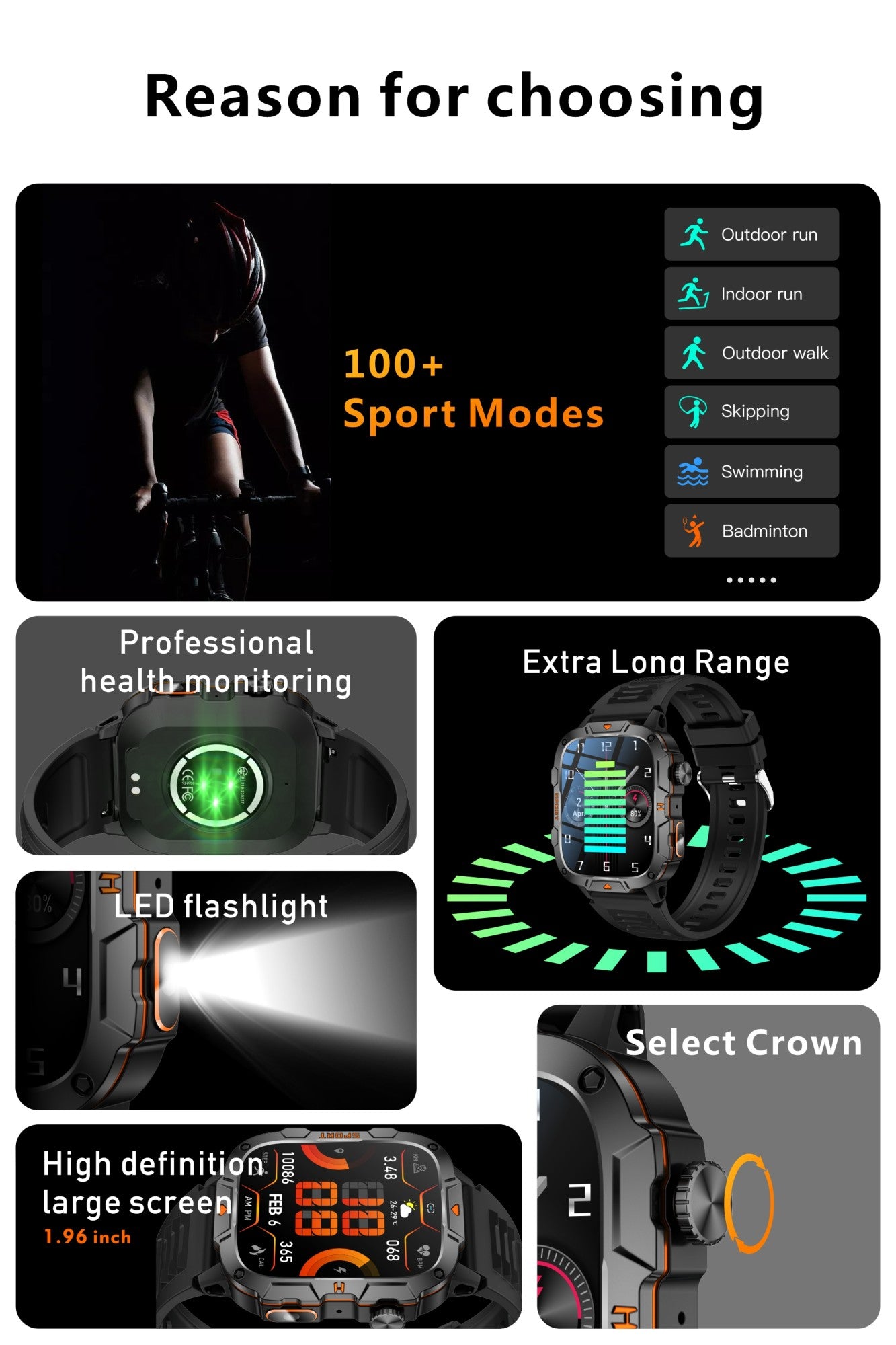 2025 Novo Para Xiaomi Militar Grau Smart Watch Masculino Tela AMOLED de 1.96" 5ATM À Prova D'Água Esportes Rastreador de Fitness Chamada BT Smartwatch