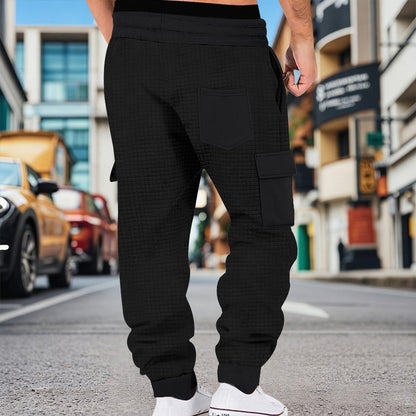 Men's Clothing  Pants Autumn Winter Fashion Casual Heavyweight Small Check Loose Jogger Sweatpants Waffles