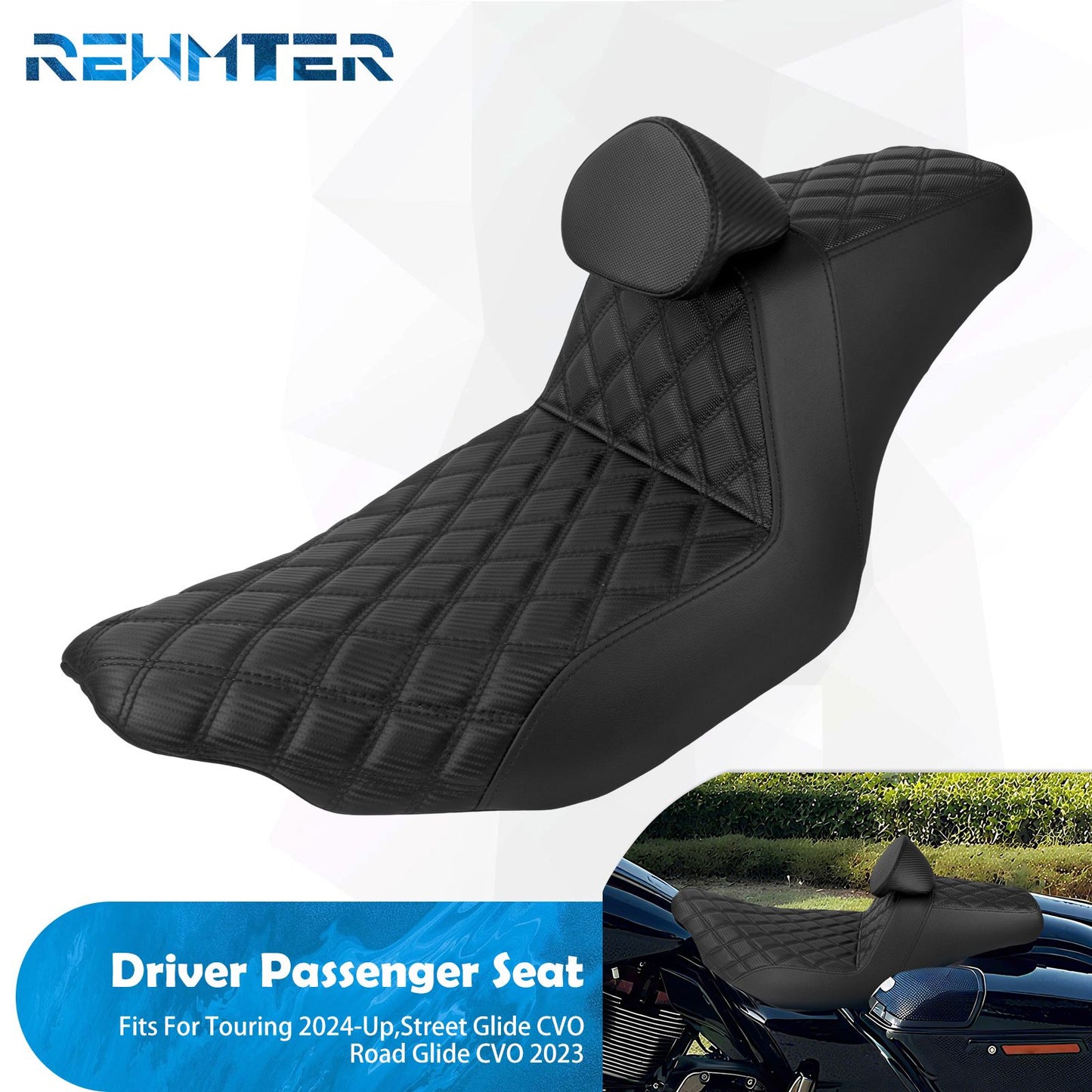 Assento Duplo de Motocicleta com Encosto para Piloto e Passageiro Para Harley Touring FLHR 2024-UP Road Street Glide CVO 2023